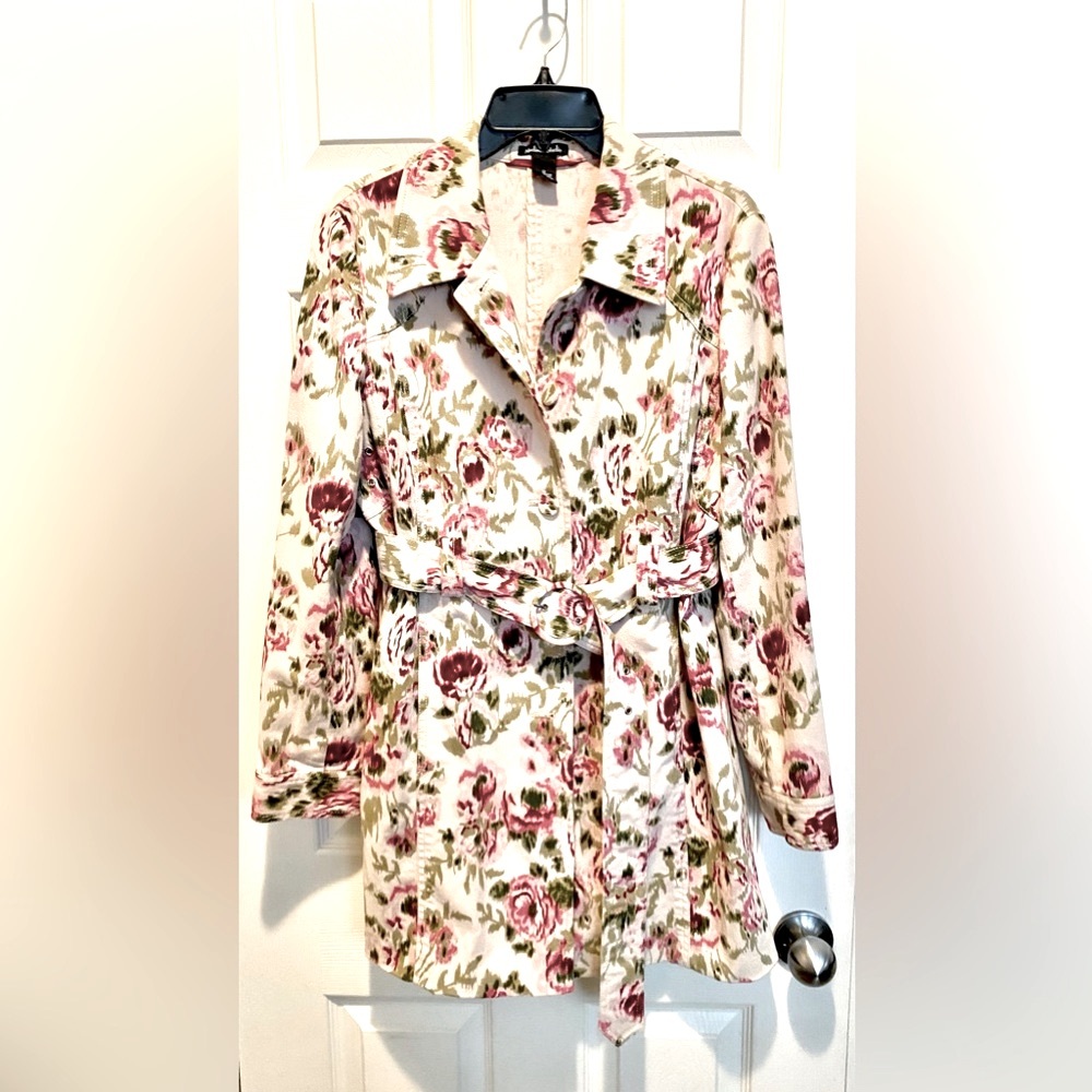 Madison Studio Pink Roses Floral Coat Size 12
